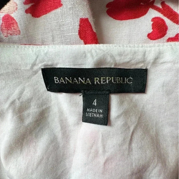 BANANA REPUBLIC NWOT FLORAL LINEN COTTON RUFFLE SLEEVE DRESS | SIZE: 4 - Picture 10 of 10